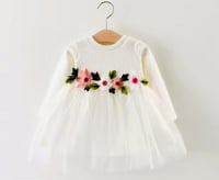 فستان بيبي شتوي تول مزين بزهور