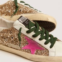 Super-Star sneakers in gold glitter with fluoresce...