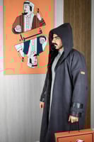 فروة العز لون رمادي مبطنة بفرو ناعم