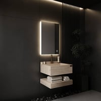 مغسلة رخام مودرن بيج لامع حوض شلال - مقاسات متعددة