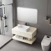 مغسله رخام مودرن حوض بارز مع درج بيج - مقاسات متعد...