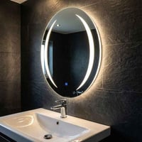 مرآة حمام دائرية بإضاءة LED مخفية 60×80 سم