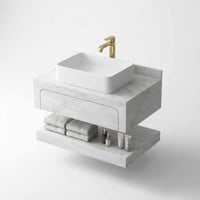 مغسله رخام مودرن حوض بارز مع درج رمادي مرخم - مقاس...