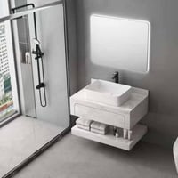 مغسله رخام مودرن حوض بارز مع درج رمادي مرخم - مقاس...