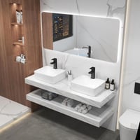 مغسلة رخام ابيض 120 سم بحوض سيراميك بارز تصميم مود...