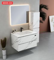 مغسلة ديكور مودرن مع صيدلية جانبية ومرايا ليد - لو...