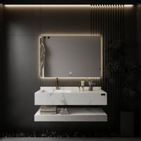 مغسلة رخام مودرن ابيض لامع حوض شلال - مقاس 120 سم