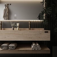 مغسلة رخام مودرن بيج حوضين شلال - مقاسات متعددة