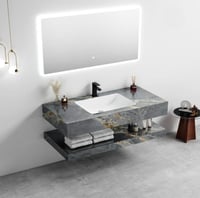 مغسلة رخام رمادي مرخم مودرن حوض واحد - مقاسات متعد...