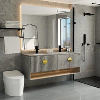 مغسلة ديكور مودرن مع مرايا مقاس 150 سم لون رمادي