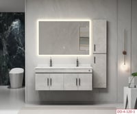 مغسلة ديكور حوضين 120سم + مرايا ليد + دولاب