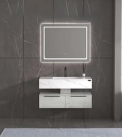 مغسلة رخام ابيض بدولاب بتصميم مودرن مقاسات متعددة