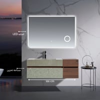 مغسلة خشبية بلايوود مع رخام فاخر مقاس 100 سم