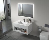 مغسلة موردن رخام صناعي ابيض مرخم مقاس 80 سم