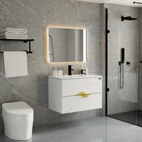 مغسلة ديكور مودرن مع مرايا مقاس 80 سم لون ابيض