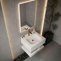 مغسلة بورسلان ليزر ابيض مرخم رمادي مع مرايا ليد -...