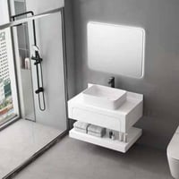 مغسله رخام مودرن حوض بارز مع درج ابيض مرخم - مقاسا...