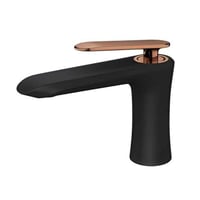 خلاط مغسلة قصير اسود بيد روز قولد من برونزو