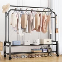 ستاند ملابس 3×1 (لون اسود) من Primo Plus بخطافات ج...