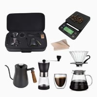 طقم تحضير قهوة مقطرة 7 قطع شنطة سفر متكاملة مع ميز...