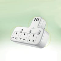 قسام كهرباء بـ 3 منافذ ثلاثية ومنفذين USB ومنفذ PD...