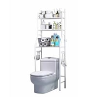 رف تخزين للحمام ابيض من ثلاث طبقات