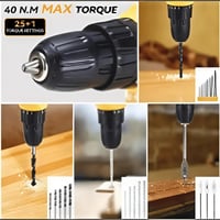 طقم مثقاب لاسلكي DENX DX3329 ببطارية ليثيوم 21 فول...