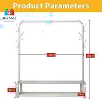 حامل ملابس حديد 2 رف مع اذرع تعليق من Primo Plus