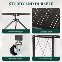 رف تخزين قابل للطي من ثلاث طبقات مع عجلات