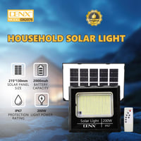 مصباح الطاقة الشمسية DENX DX2076 بقوة 200 واط مع ب...