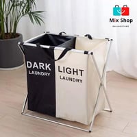 سلة غسيل مقسمه قابلة للطي من قماش أكسفورد