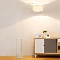 مصباح أرضي مع 3 ألوان إضاءة ورف قابل للتعديل من ال...