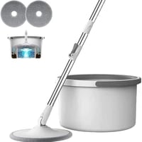 ممسحة دوارة ودلو مجهزة بوسادتين من الميكروفايبر، ل...