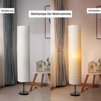 مصباح أرضي أبيض مصنوع من ورق الأرز بقاعدة دائرية م...