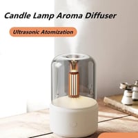 فواحة ومرطب هواء بإضاءة LED تحاكي ضوء الشموع وسعة...