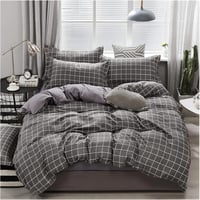 طقم سرير فاخر بنمط شبكي هندسي من الألياف الدقيقة -...