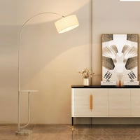 مصباح أرضي مع 3 ألوان إضاءة ورف قابل للتعديل من ال...