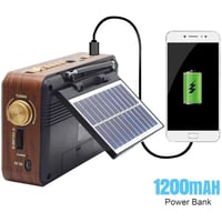 راديو DENX DX2436 بالطاقة الشمسية مع بلوتوث ومصباح...