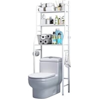 رف تخزين للحمام ابيض من ثلاث طبقات