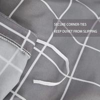 طقم سرير فاخر بنمط شبكي هندسي من الألياف الدقيقة -...