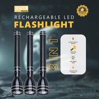 3 كشاف LED قابل للشحن DENX DX2338 قوي، متين مع بطا...