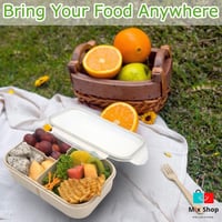 علبة غذاء مكونة من ثلاثة أقسام مع ادوات للطعام من...