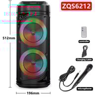 مكبر صوت ZQS6212 ببطارية 3000 مللي أمبير مع إضاءة...