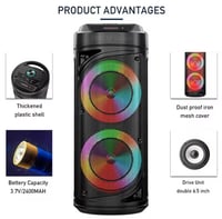 مكبر صوت ZQS6212 ببطارية 3000 مللي أمبير مع إضاءة...