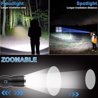 مصباح يدوي LED قابل لإعادة الشحن عبر USB بقوة 2000...