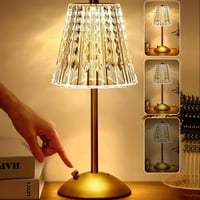 مصباح طاولة كريستالي مع 3 درجات ألوان مختلفة وبطار...