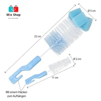 مجموعة فرش تنظيف الزجاجات مع إسفنجة مكونة من قطعتي...