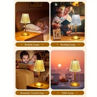 مصباح طاولة كريستالي مع 3 درجات ألوان مختلفة وبطار...