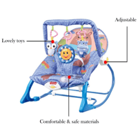 كرسي هزاز للأطفال الرضع لون ازرق مزود بالالعاب و ا...