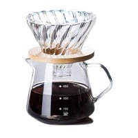 طقم تحضير قهوة سعة 600 مل سيرفر زجاجي وفلتر تقطير...